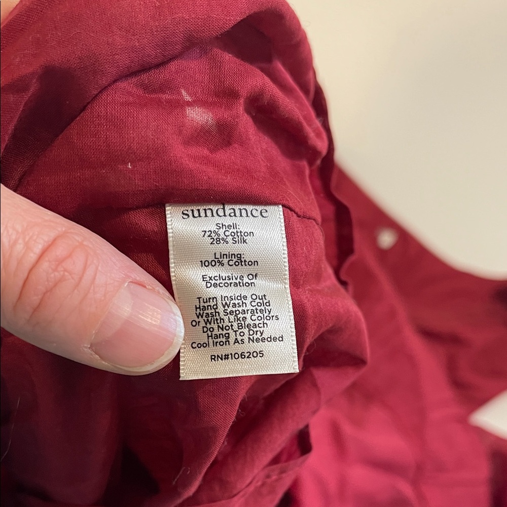 Sundance Zura Silk Blend Sleeveless Tiered Dress in Wine Red with Tie Waist - Picture 8 of 9